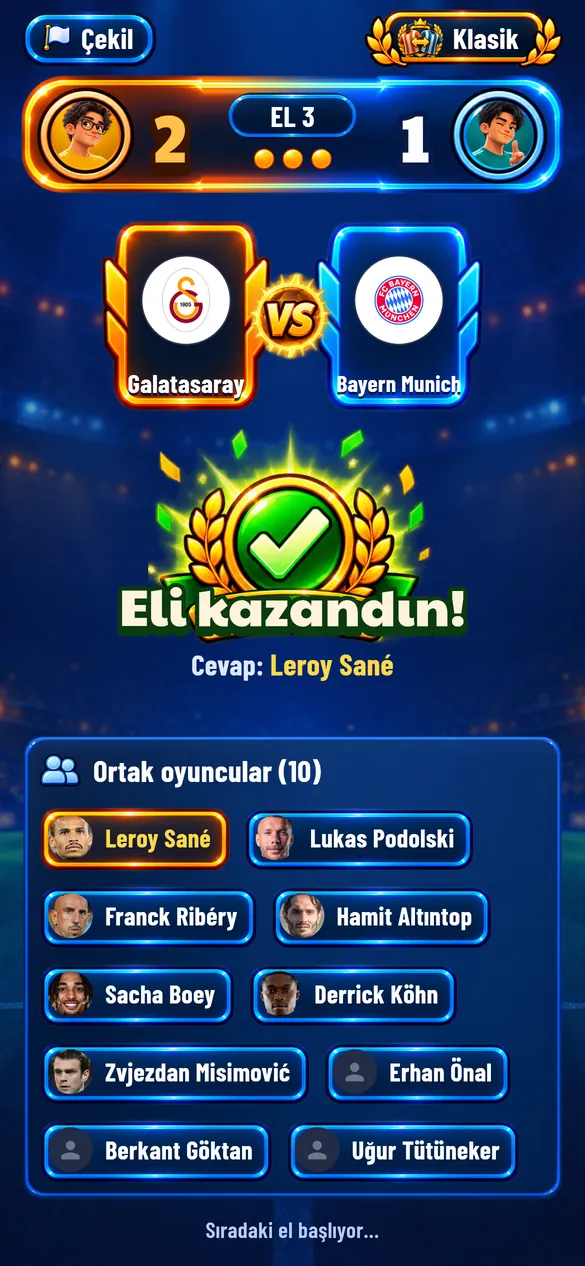 El kazanıldı ekranı